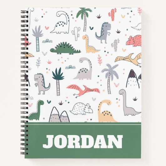 Fun Pastel Dinosaur Scene Pattern Notizblock (Vorderseite)