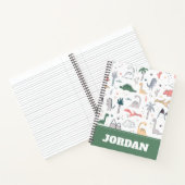 Fun Pastel Dinosaur Scene Pattern Notizblock (Innenseite)