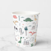 Fun Pastel Dinosaur Scene Pattern Pappbecher (Rückseite)
