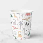 Fun Pastel Dinosaur Scene Pattern Pappbecher (Links)