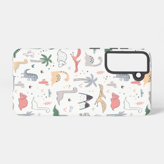Fun Pastel Dinosaur Scene Pattern Samsung Galaxy Hülle (Rückseite (Horizontal))