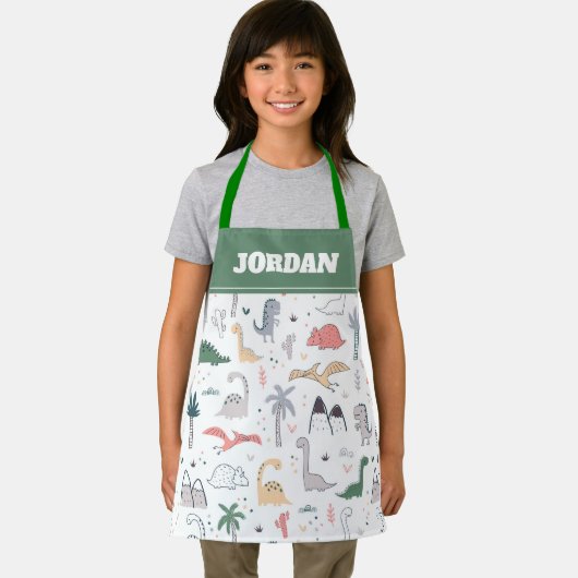 Fun Pastel Dinosaur Scene Pattern Schürze (Insitu)