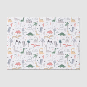 Fun Pastel Dinosaur Scene Pattern Seidenpapier