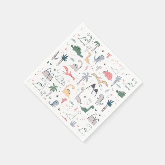 Fun Pastel Dinosaur Scene Pattern Serviette (Ecke)