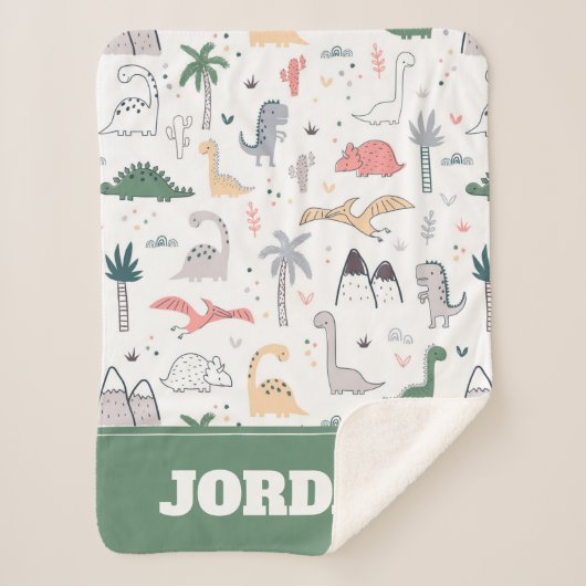 Fun Pastel Dinosaur Scene Pattern Sherpadecke (Vorderseite)