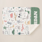 Fun Pastel Dinosaur Scene Pattern Sherpadecke (Vorderseite (Horizontal))