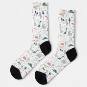 Fun Pastel Dinosaur Scene Pattern Socken (Linkes Detail)
