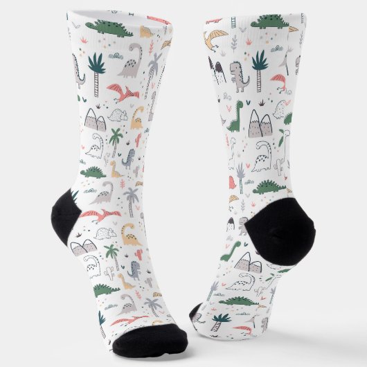 Fun Pastel Dinosaur Scene Pattern Socken (Gewinkelt)