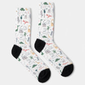 Fun Pastel Dinosaur Scene Pattern Socken (Rechts)