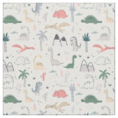 Fun Pastel Dinosaur Scene Pattern Stoff (Nahaufnahme)