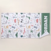 Fun Pastel Dinosaur Scene Pattern Strandtuch (Vorderseite)