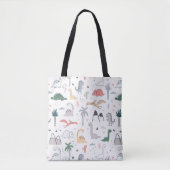 Fun Pastel Dinosaur Scene Pattern Tasche (Vorderseite)