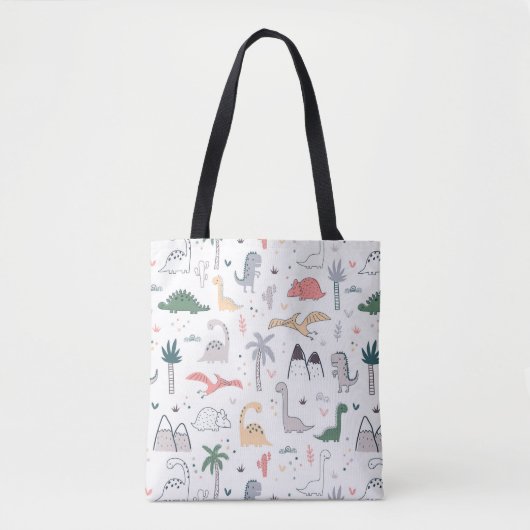 Fun Pastel Dinosaur Scene Pattern Tasche (Vorderseite)
