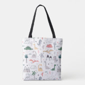 Fun Pastel Dinosaur Scene Pattern Tasche (Rückseite)