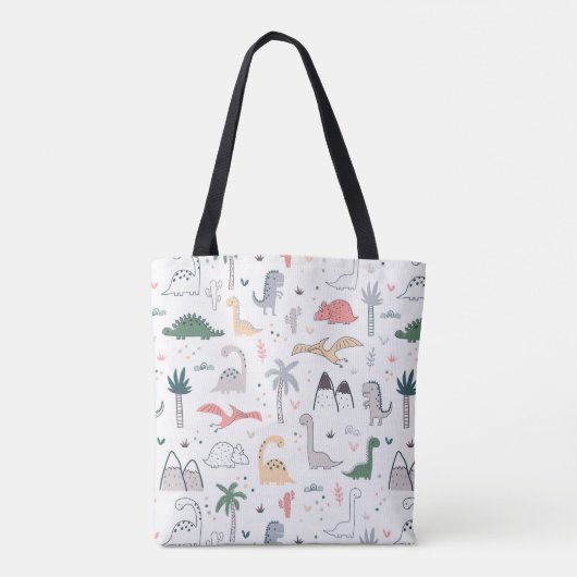 Fun Pastel Dinosaur Scene Pattern Tasche (Rückseite)