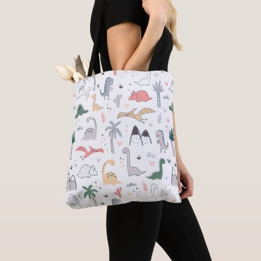 Fun Pastel Dinosaur Scene Pattern Tasche (Von Nahem)