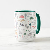 Fun Pastel Dinosaur Scene Pattern Tasse (VorderseiteRechts)