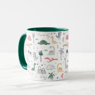Fun Pastel Dinosaur Scene Pattern Tasse