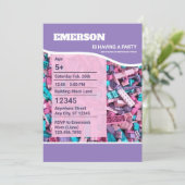 Fun Pastel farbiges Gebäude blockiert Geburtstag Einladung (Stehend Vorderseite)