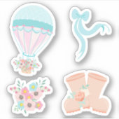 Fun Pastel Hot Air Ballon Floral Sticker (Vorderseite)