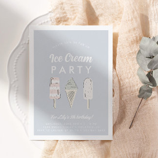 Fun Pastel Ice Cream Sommer Geburtstagsparty Einladung