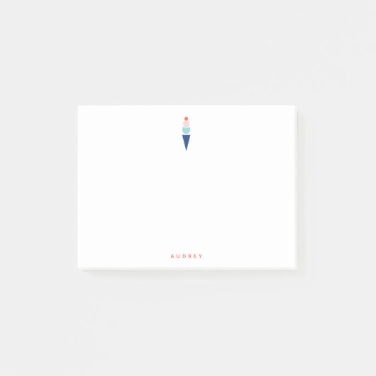 Fun Pastel Ice Creme Personalisierter Name Post-it Klebezettel (Vorderseite)