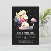 Fun Pastel Lion Birthday Einladung (Stehend Vorderseite)