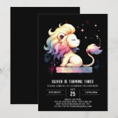 Fun Pastel Lion Birthday Einladung (Vorne/Hinten)