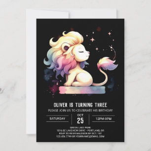 Fun Pastel Lion Birthday Einladung