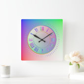 Fun Pastel Rainbow Farben römische Stunde, Minuten Quadratische Wanduhr (Zuhause)