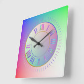 Fun Pastel Rainbow Farben römische Stunde, Minuten Quadratische Wanduhr (Winkel)
