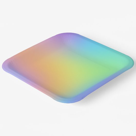 Fun Pastel Rainbow Gradient Pappteller (Gewinkelt)