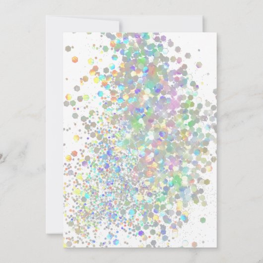 FUN PASTEL RAINBOW WHITE HOLOGRAPHIC SPOT GEBURTST EINLADUNG (Rückseite)