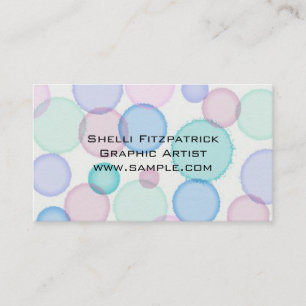 Fun Pastel Watercolor Paint Bubbles Pattern Visitenkarte