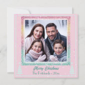Fun Pastel Weihnachten Familie Flat Holiday Card (Vorderseite)