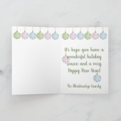 Fun Pastel Weihnachtsbaum Ornamente Personalisiert Karte (Innenseite)