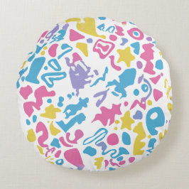 Fun pastellfarbene, lebendige Formen Rundes Kissen