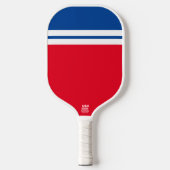 Fun Patriotic Bright Red White Blue Racing Streife Pickleball Schläger (Vorderseite)