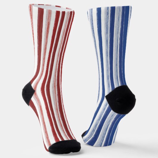 Fun Patriotic Mismatch Stripe Odd Socks Socken (Gewinkelt)