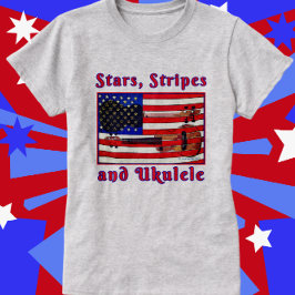 Fun Patriotic Ukulele Flag mit US Flagge T-Shirt