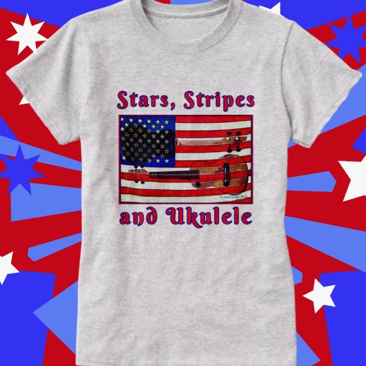 Fun Patriotic Ukulele Flag mit US Flagge T-Shirt