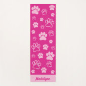 Fun Paw Cursive Monogram Hot Pink und Light Pink Yogamatte (Vorderseite)