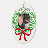 Fun Paw druckt Foto Rahmen Weihnachten Keramik Ornament (Links)