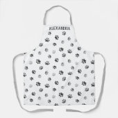 Fun Paw Prints Muster Silver Gray Black Custom Schürze (Vorderseite)