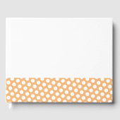 Fun Peach Edge Polka Punkte auf weißem Hintergrund Gästebuch (Vorderseite)