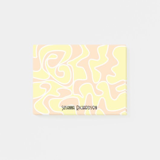 Fun Peach Orange Lemon Gelber Individuelle Name Post-it Klebezettel (Vorderseite)