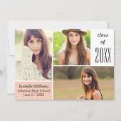 Fun Peach Polka Dot 20XX Abschluss FotoCollage Einladung (Vorderseite)