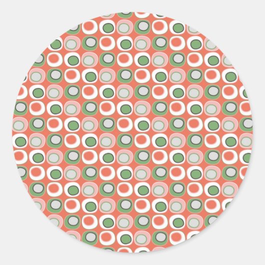 Fun Peach und Green Polka Dot Bubbles Muster Runder Aufkleber (Vorderseite)