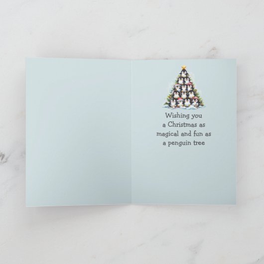 Fun Penguin Christmas Tree Grüße Karte (Innenseite)