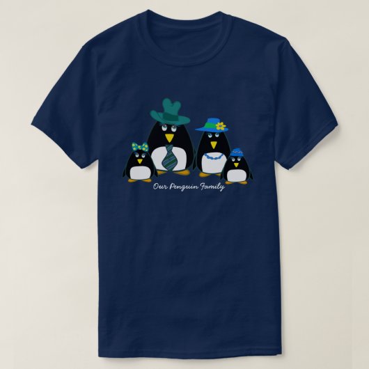 Fun Penguin Familie von 4 Weihnachts-T - Shirt (Design vorne)